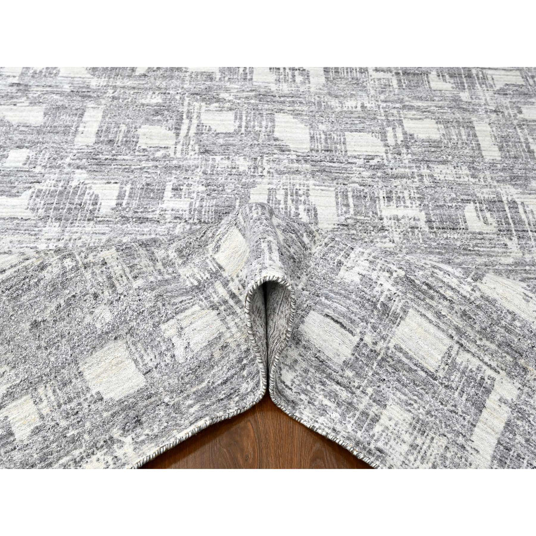 8'0" x 10'0" New Hand Loomed Ivory Wool & Silk Rectangle Oriental Rug - MOA10210280