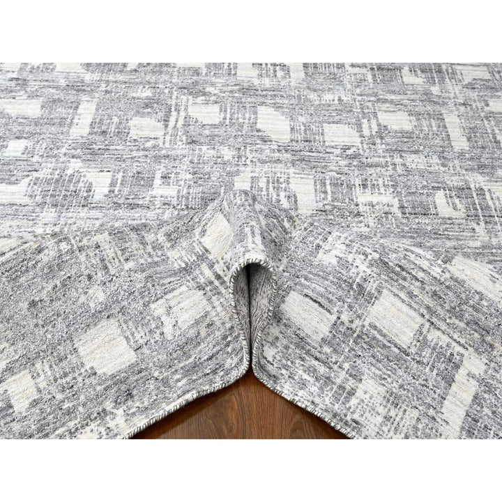 8'0" x 10'0" New Hand Loomed Ivory Wool & Silk Rectangle Oriental Rug - MOA10210280