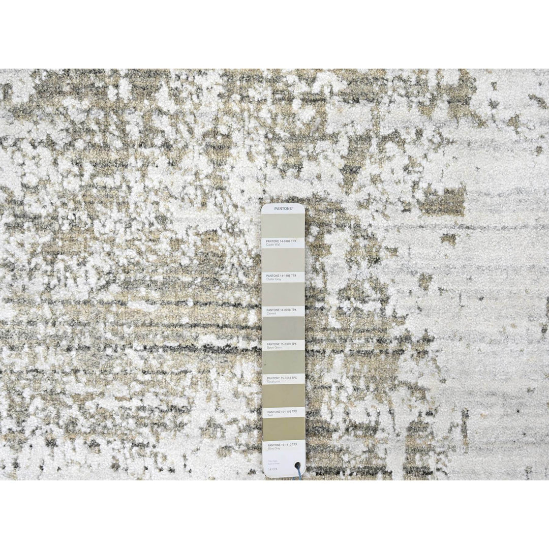 8'0" x 9'11" New Hand Loomed Ivory Wool & Silk Rectangle Oriental Rug - MOA10210281