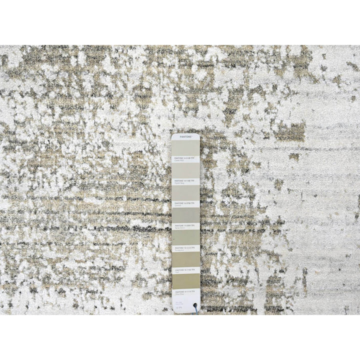 8'0" x 9'11" New Hand Loomed Ivory Wool & Silk Rectangle Oriental Rug - MOA10210281