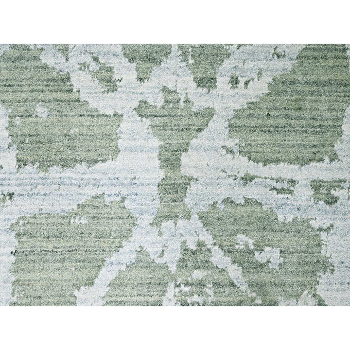 6'7" x 9'6" New Hand Loomed Green Wool & Silk Rectangle Oriental Rug - MOA10210282