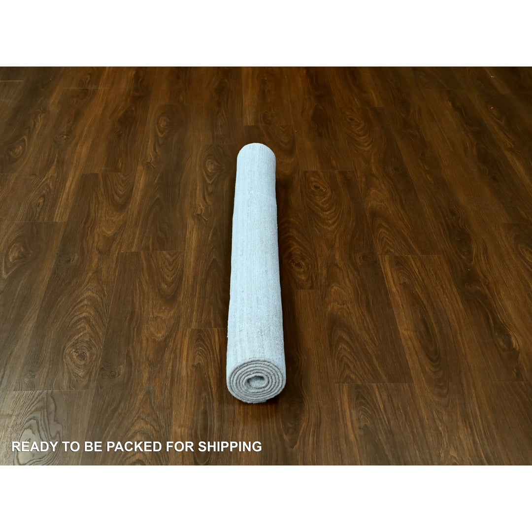 4'1" x 5'10" New Hand Loomed Grey Wool & Silk Rectangle Oriental Rug - MOA10210284