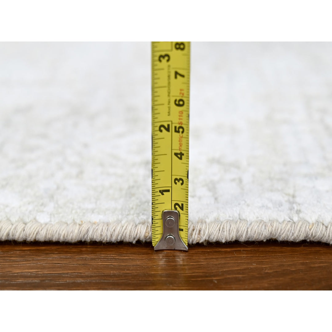 4'1" x 5'10" New Hand Loomed Grey Wool & Silk Rectangle Oriental Rug - MOA10210284