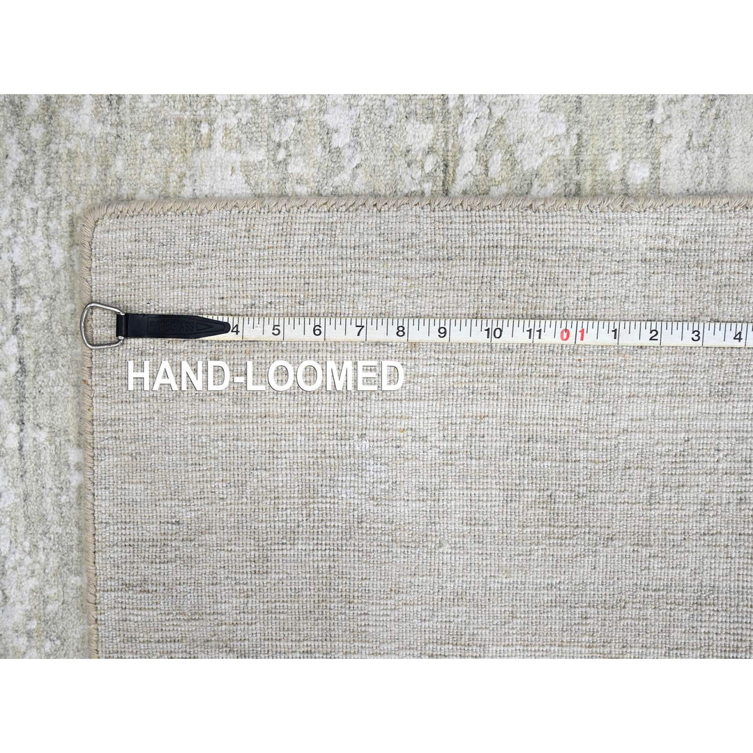 4'1" x 5'10" New Hand Loomed Grey Wool & Silk Rectangle Oriental Rug - MOA10210284