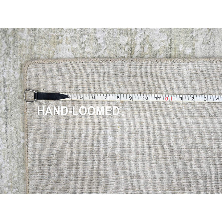 4'1" x 5'10" New Hand Loomed Grey Wool & Silk Rectangle Oriental Rug - MOA10210284