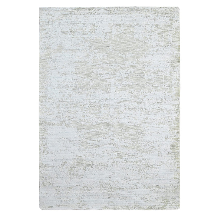 5'11" x 8'11" New Hand Loomed Grey Wool Rectangle Oriental Rug - MOA10210285