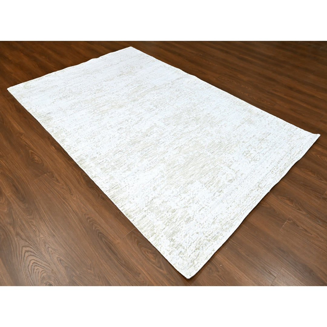 5'11" x 8'11" New Hand Loomed Grey Wool Rectangle Oriental Rug - MOA10210285