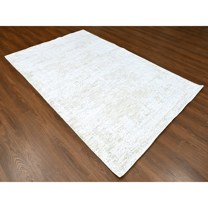 5'11" x 8'11" New Hand Loomed Grey Wool Rectangle Oriental Rug - MOA10210285