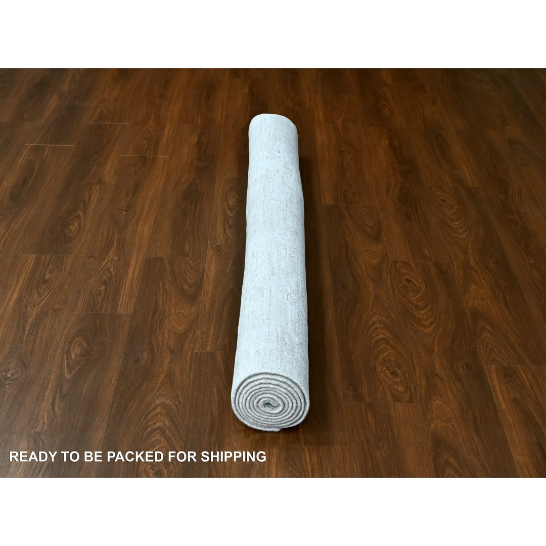 5'11" x 8'11" New Hand Loomed Grey Wool Rectangle Oriental Rug - MOA10210285