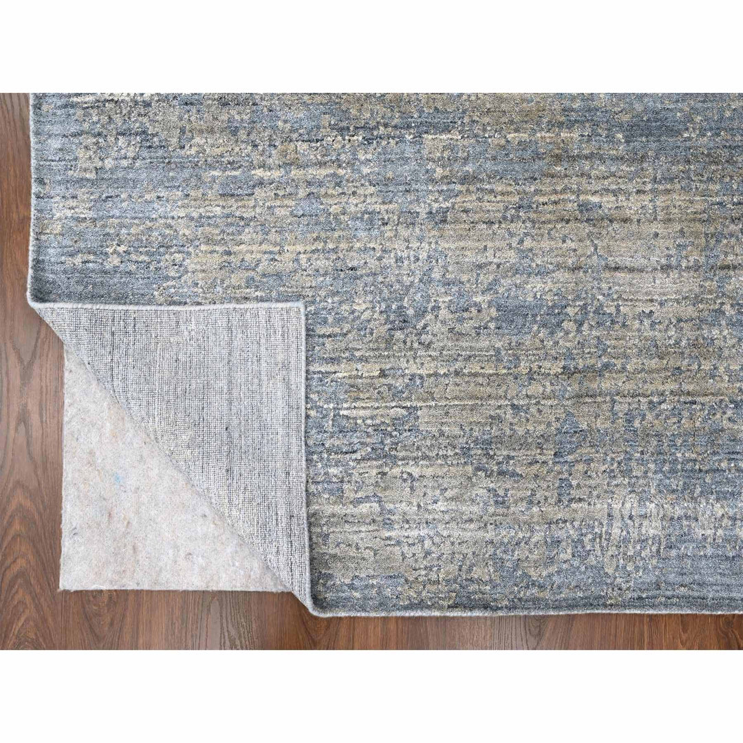 8'0" x 9'11" New Hand Loomed Grey Wool & Silk Rectangle Oriental Rug - MOA10210286