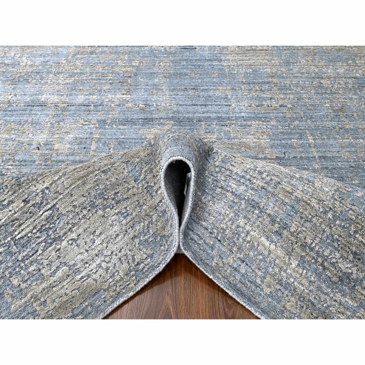 8'0" x 9'11" New Hand Loomed Grey Wool & Silk Rectangle Oriental Rug - MOA10210286