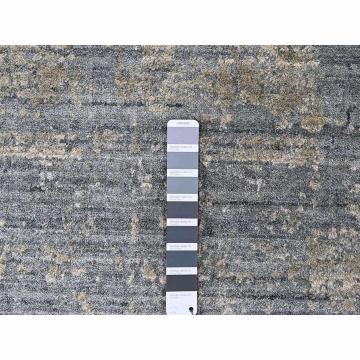 8'0" x 9'11" New Hand Loomed Grey Wool & Silk Rectangle Oriental Rug - MOA10210286