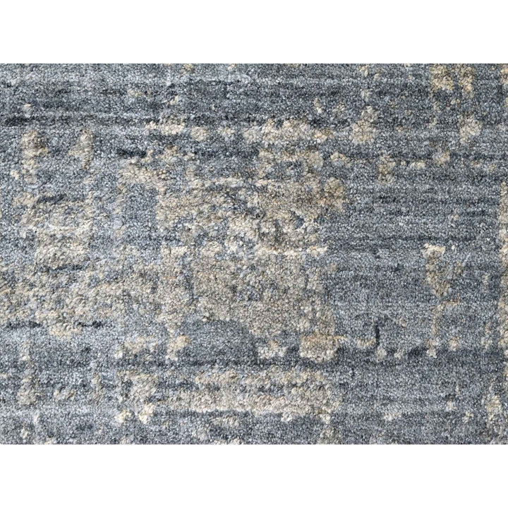 8'0" x 9'11" New Hand Loomed Grey Wool & Silk Rectangle Oriental Rug - MOA10210286