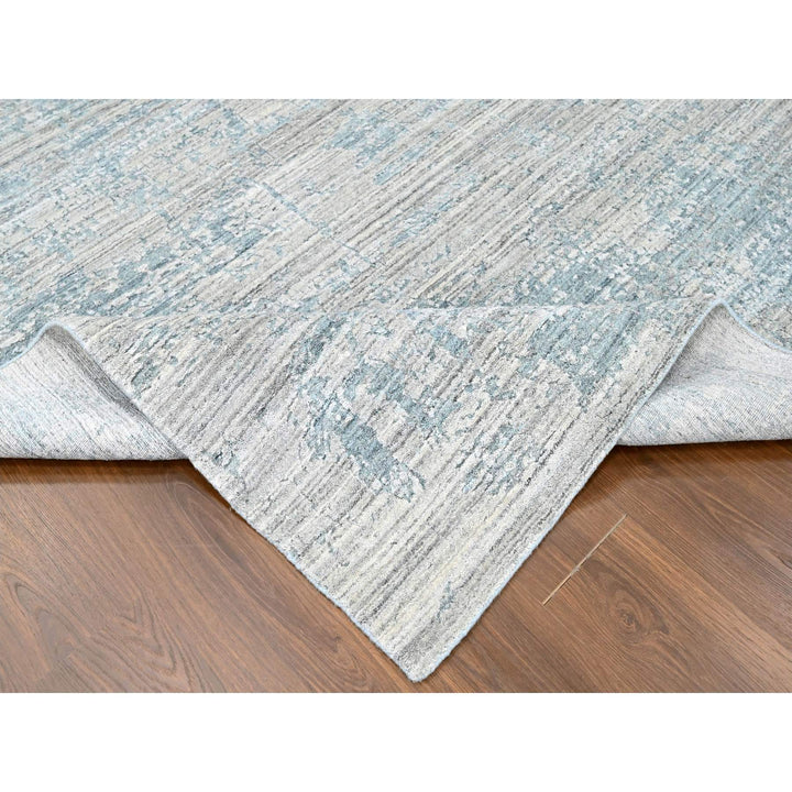 8'3" x 9'11" New Hand Loomed Grey Wool & Silk Rectangle Oriental Rug - MOA10210287