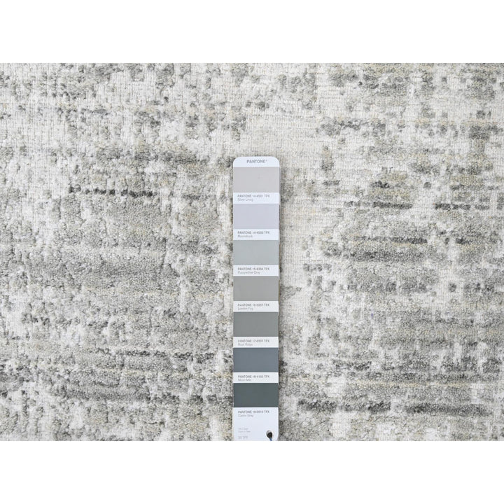 4'0" x 6'0" New Hand Loomed Ivory Wool & Silk Rectangle Oriental Rug - MOA10210288