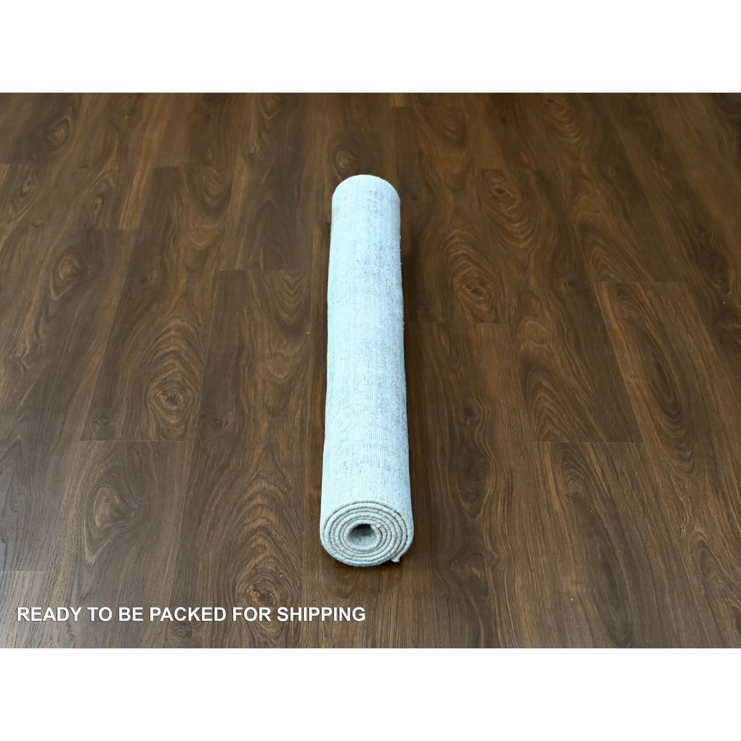 4'0" x 6'0" New Hand Loomed Ivory Wool & Silk Rectangle Oriental Rug - MOA10210288