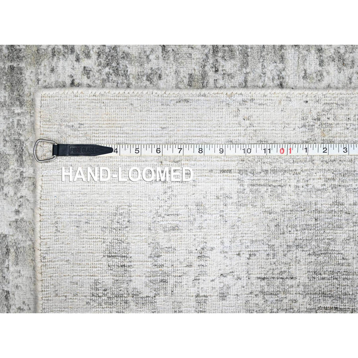 4'0" x 6'0" New Hand Loomed Ivory Wool & Silk Rectangle Oriental Rug - MOA10210288