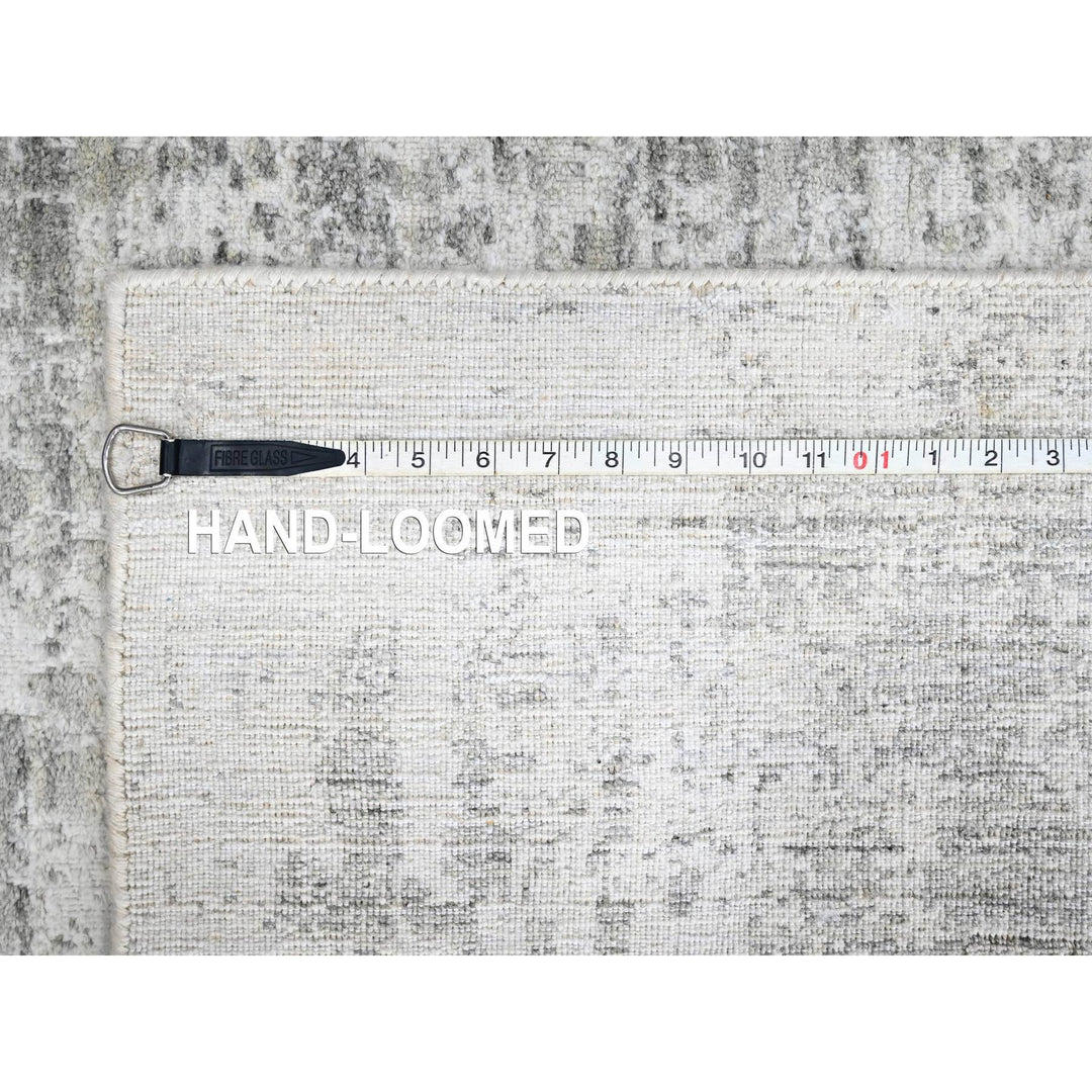 4'0" x 6'0" New Hand Loomed Ivory Wool & Silk Rectangle Oriental Rug - MOA10210288