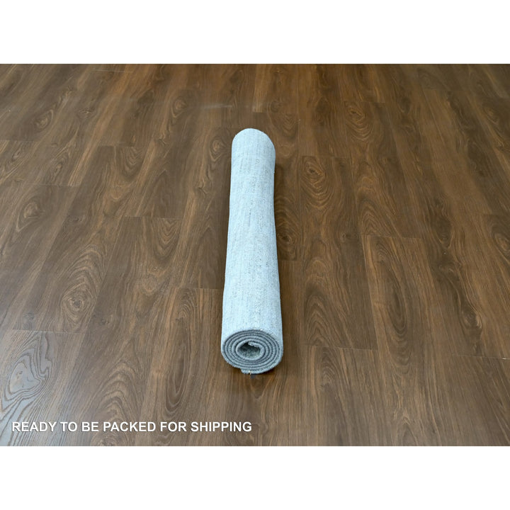 4'2" x 6'0" New Hand Loomed Grey Wool & Silk Rectangle Oriental Rug - MOA10210289