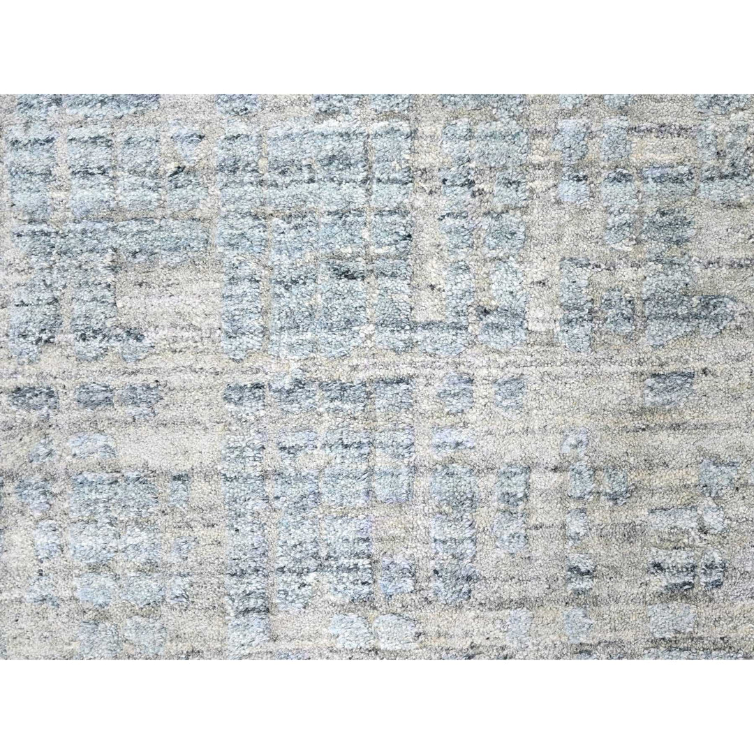 9'4" x 13'6" New Hand Loomed Grey Wool & Silk Rectangle Oriental Rug - MOA10210290