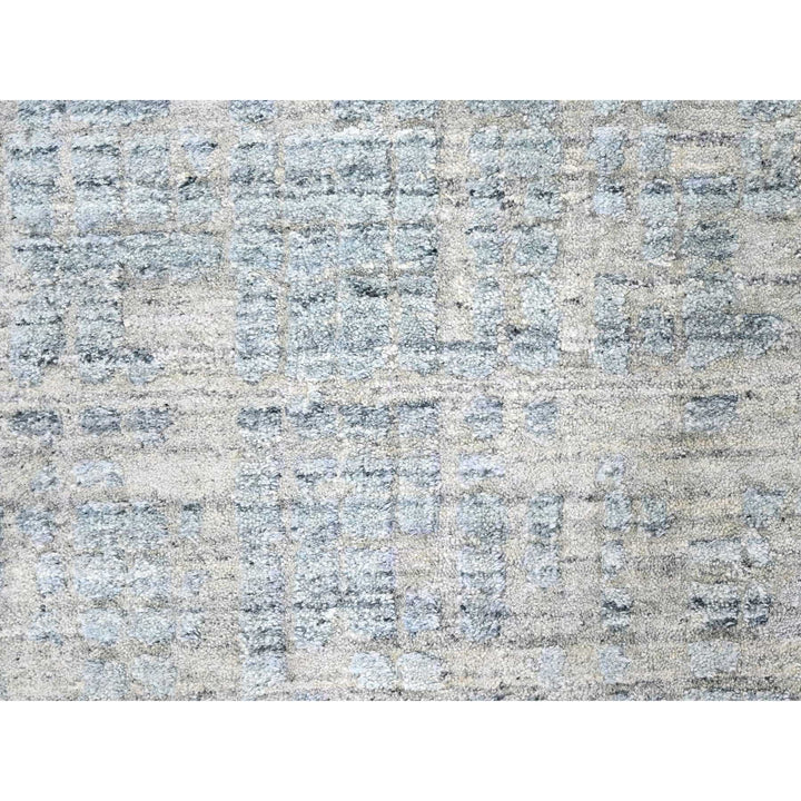 9'4" x 13'6" New Hand Loomed Grey Wool & Silk Rectangle Oriental Rug - MOA10210290