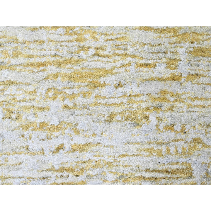 9'10" x 13'10" New Hand Loomed Yellow Wool & Silk Rectangle Oriental Rug - MOA10210291