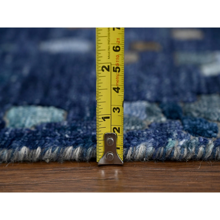 4'10" x 6'10" New Hand Knotted Blue Wool & Silk Rectangle Oriental Rug - MOA10210294