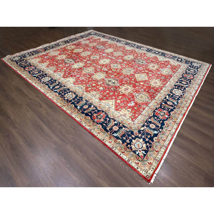 12'0" x 14'11" New Hand Knotted Red Wool Rectangle Oriental Rug - MOA10210299