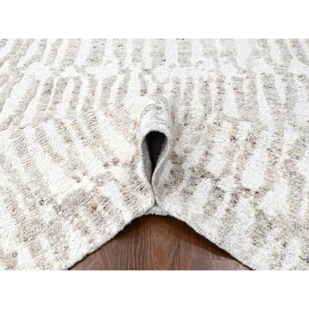 10'0" x 13'10" New Hand Knotted Ivory Wool Rectangle Oriental Rug - MOA10210349