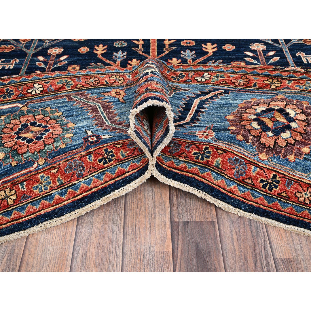 9'2" x 12'1" New Hand Knotted Blue Wool Rectangle Oriental Rug - MOA1021048