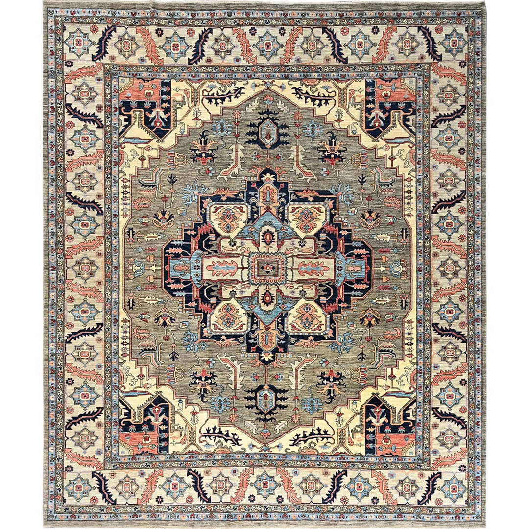 12'4" x 14'4" New Hand Knotted Brown Wool Rectangle Oriental Rug - MOA1021049