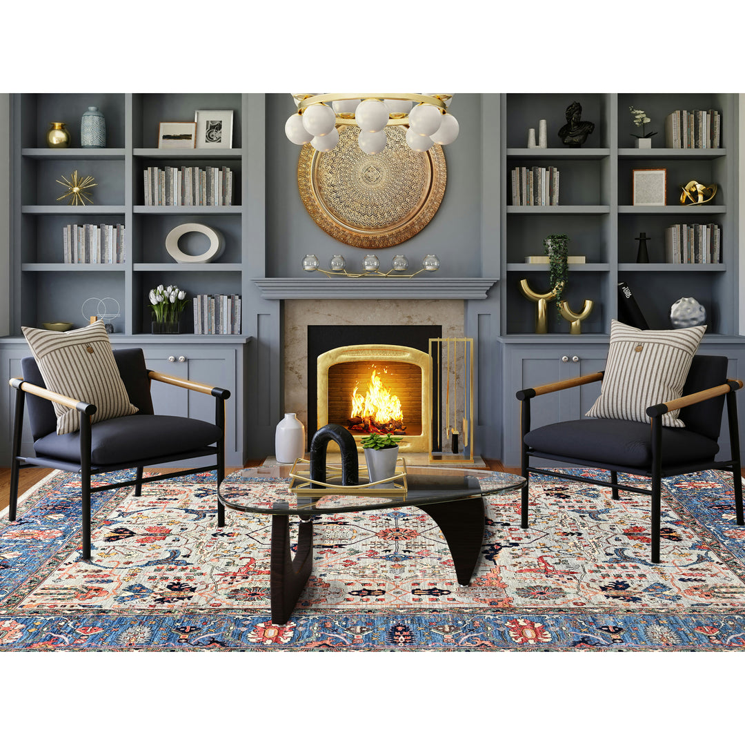 12'0" x 14'10" New Hand Knotted Grey Wool Rectangle Oriental Rug - MOA1021050