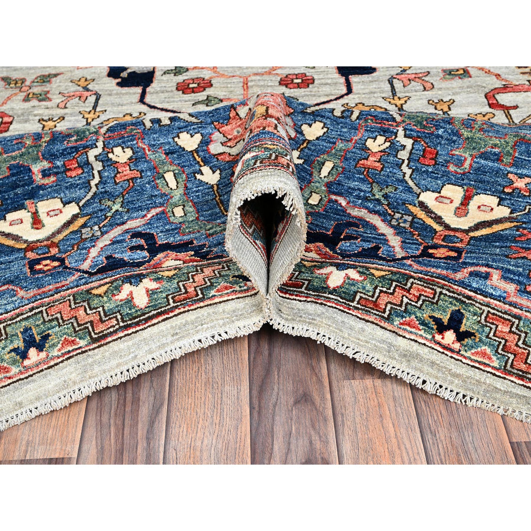 12'0" x 14'10" New Hand Knotted Grey Wool Rectangle Oriental Rug - MOA1021050