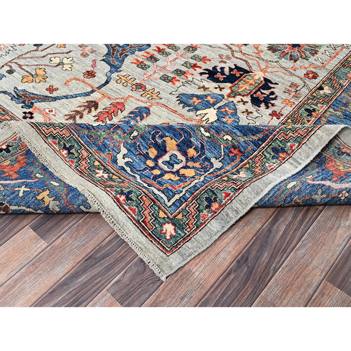 12'0" x 14'10" New Hand Knotted Grey Wool Rectangle Oriental Rug - MOA1021050