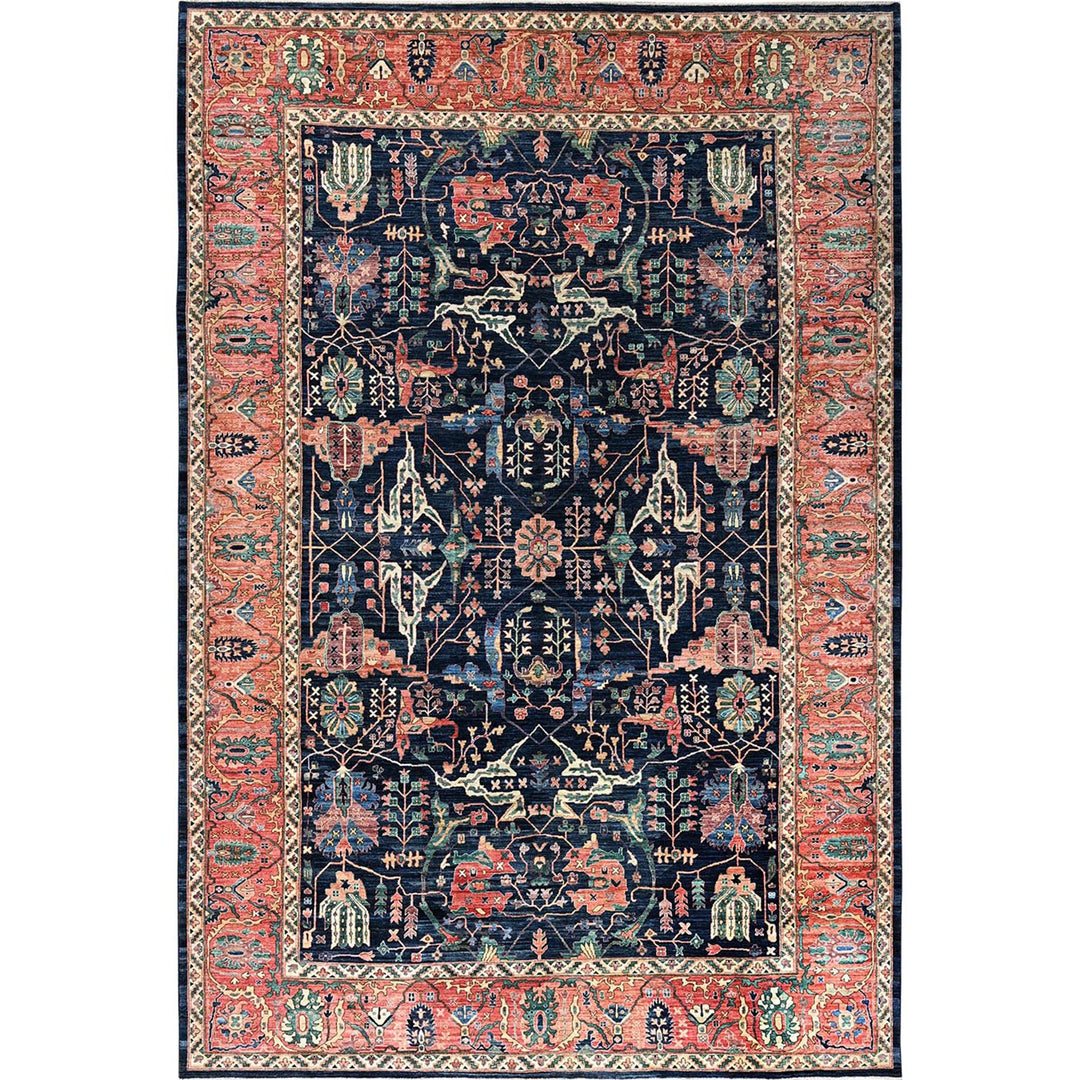 11'9" x 17'7" New Hand Knotted Blue Wool Rectangle Oriental Rug - MOA1021052