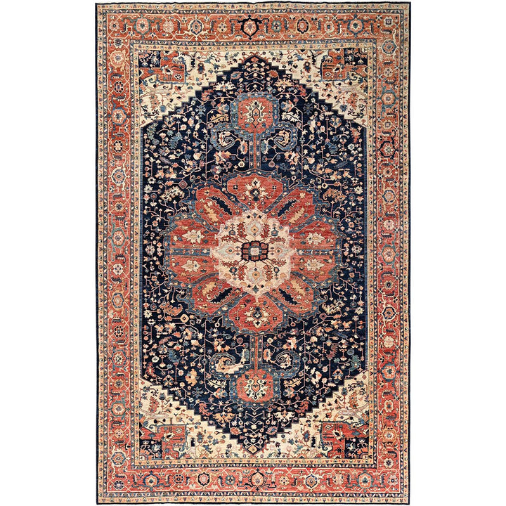 11'11" x 18'9" New Hand Knotted Blue Wool Rectangle Oriental Rug - MOA1021053
