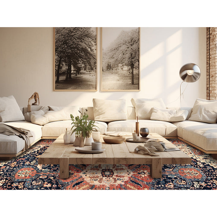 11'11" x 18'9" New Hand Knotted Blue Wool Rectangle Oriental Rug - MOA1021053