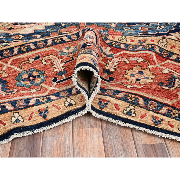 11'11" x 18'9" New Hand Knotted Blue Wool Rectangle Oriental Rug - MOA1021053