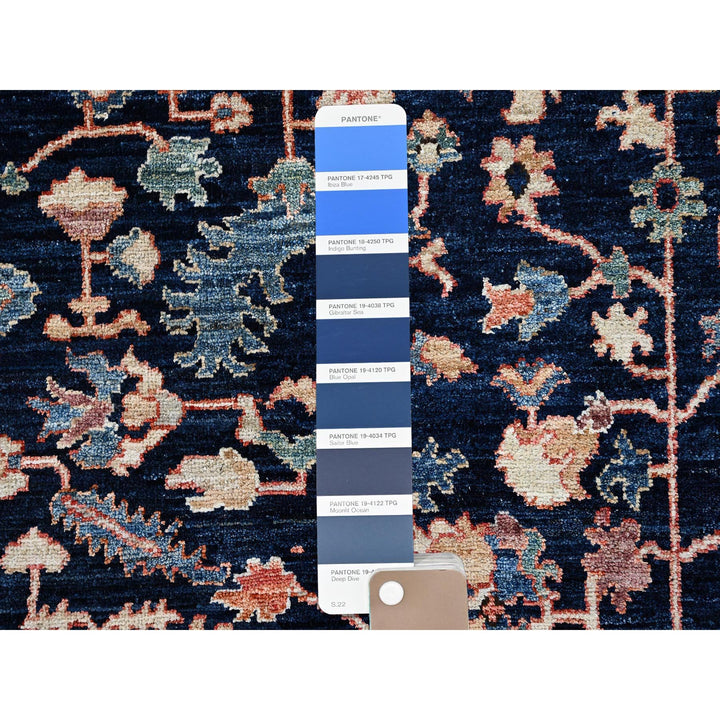 11'11" x 18'9" New Hand Knotted Blue Wool Rectangle Oriental Rug - MOA1021053