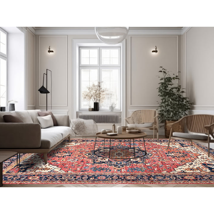 11'10" x 17'7" New Hand Knotted Red Wool Rectangle Oriental Rug - MOA1021054