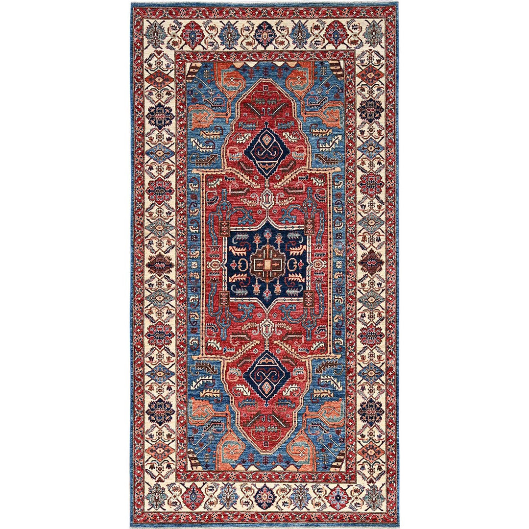 6'1" x 11'7" New Hand Knotted Blue Wool Runner Oriental Rug - MOA1021058