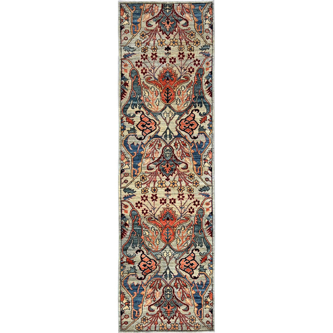 2'9" x 9'10" New Hand Knotted Grey Wool Runner Oriental Rug - MOA1021068