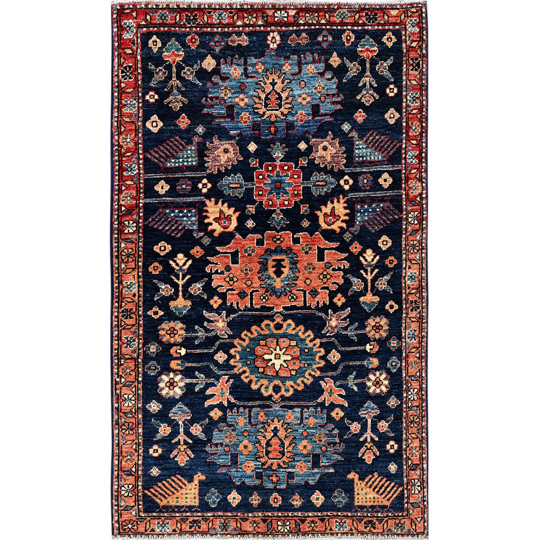 3'0" x 5'1" New Hand Knotted Blue Wool Rectangle Oriental Rug - MOA1021082