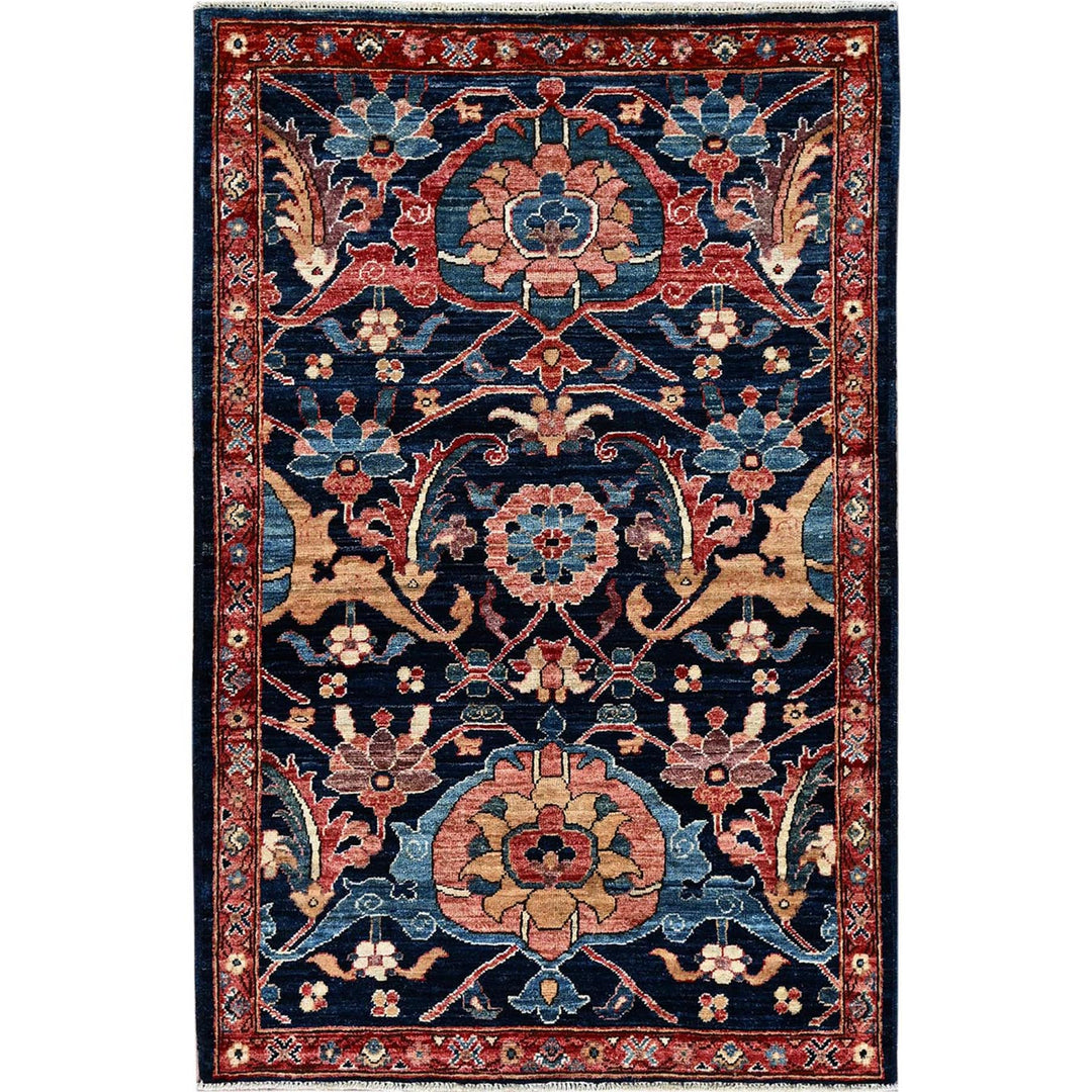 3'0" x 4'11" New Hand Knotted Blue Wool Rectangle Oriental Rug - MOA1021086