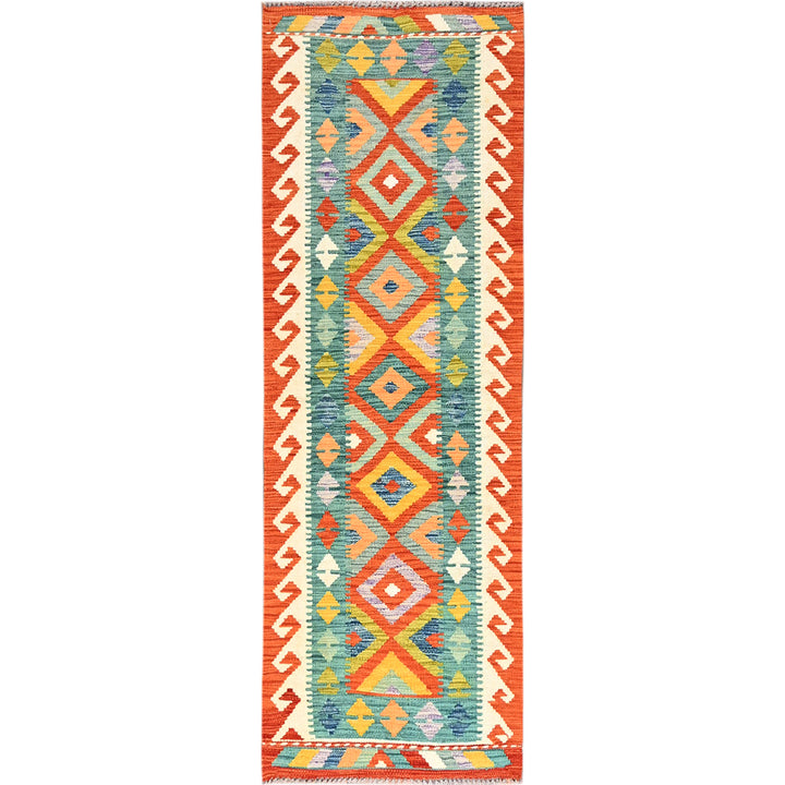 2'3" x 6'5" New Hand Woven Blue Wool Runner Oriental Rug - MOA1021154