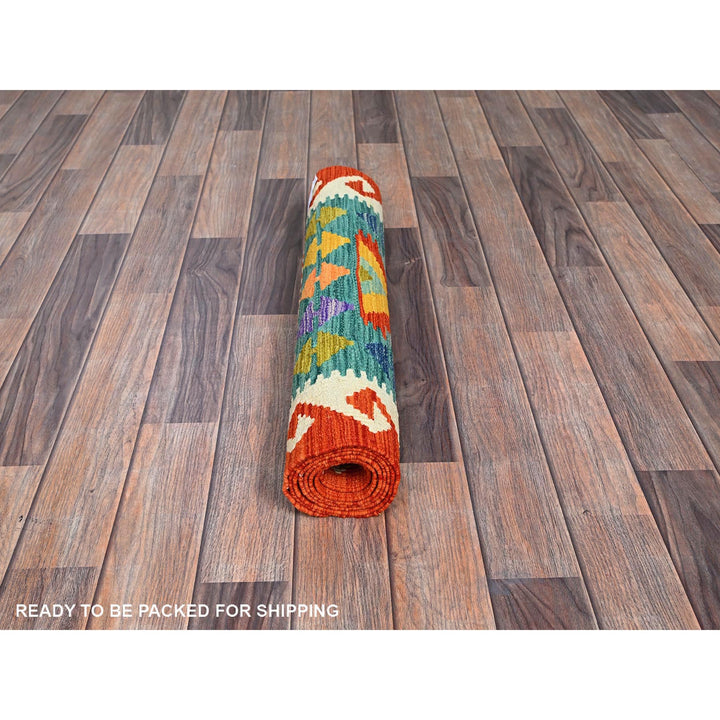 2'3" x 6'5" New Hand Woven Blue Wool Runner Oriental Rug - MOA1021154