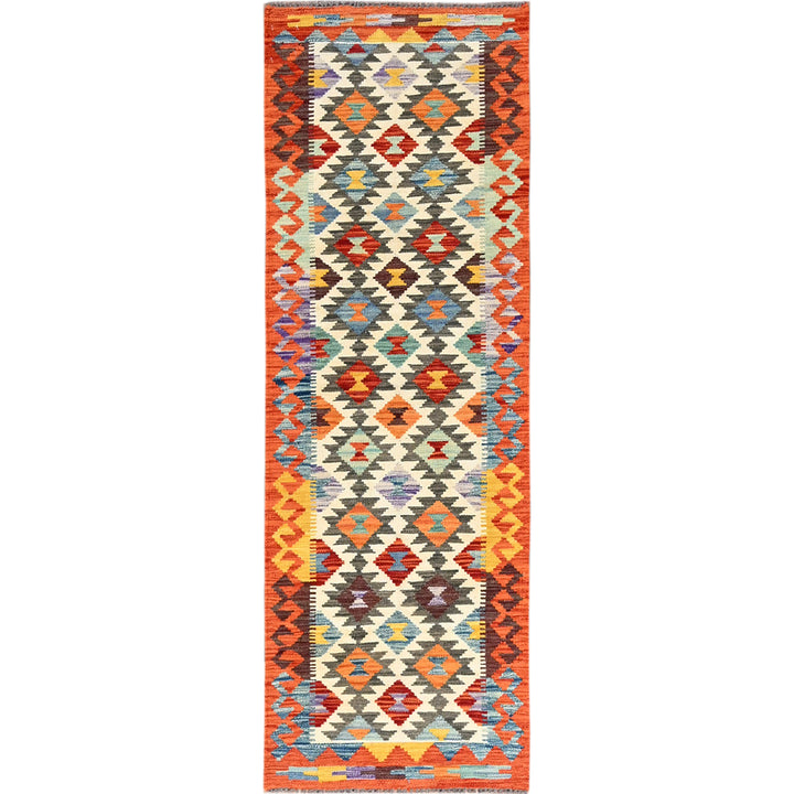 2'2" x 6'5" New Hand Woven Ivory Wool Runner Oriental Rug - MOA1021156