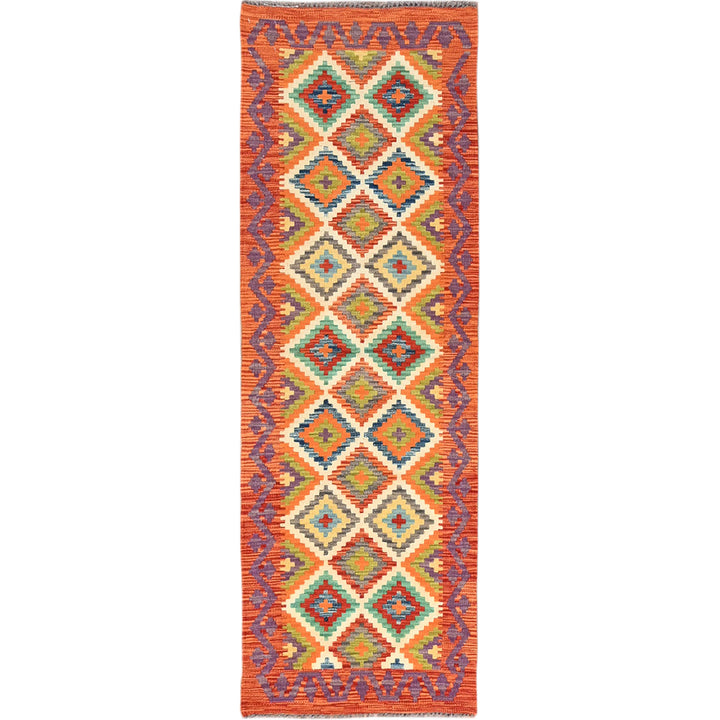 2'0" x 6'4" New Hand Woven Orange Wool Runner Oriental Rug - MOA1021157