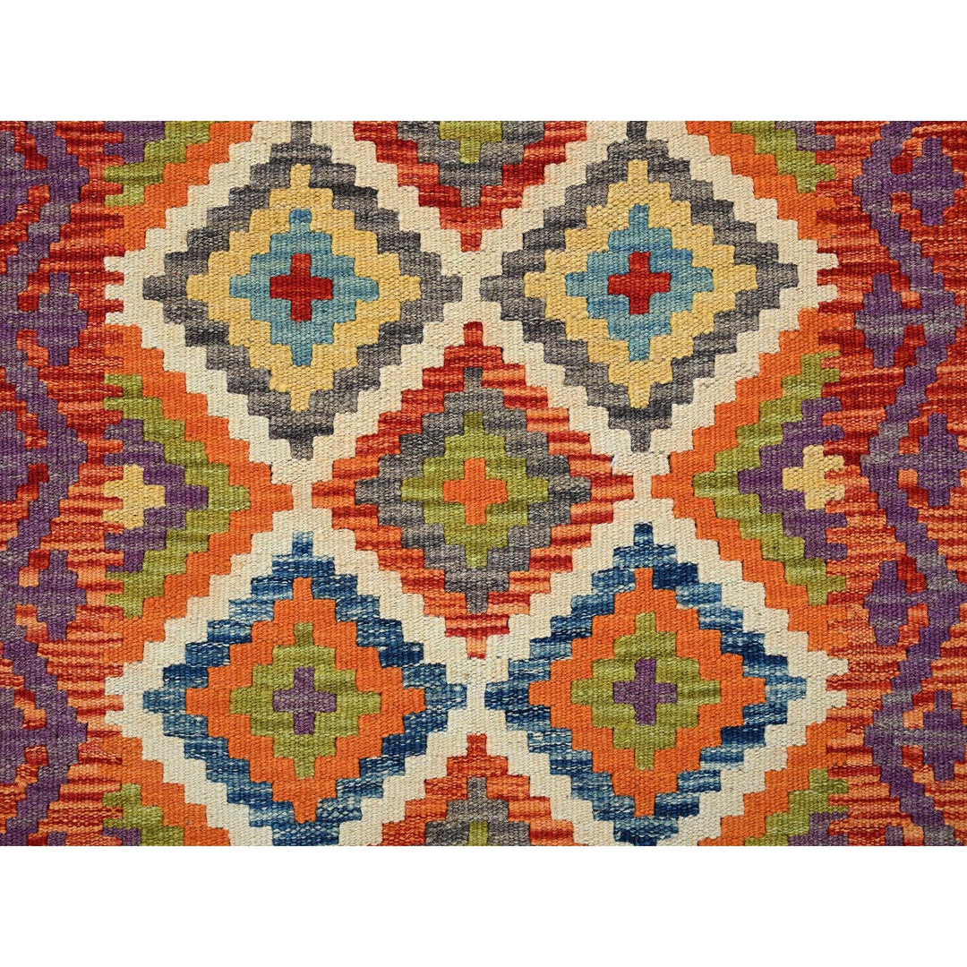 2'0" x 6'4" New Hand Woven Orange Wool Runner Oriental Rug - MOA1021157