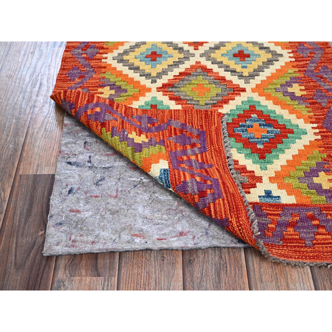 2'0" x 6'4" New Hand Woven Orange Wool Runner Oriental Rug - MOA1021157